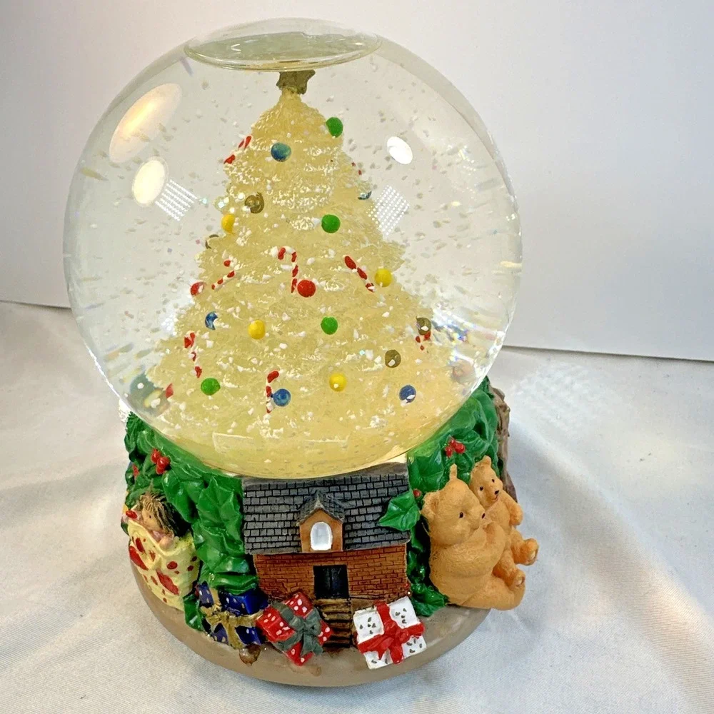 Vintage Decorating Christmas Tree LIghted Musical Water Large Snow Globe EVC